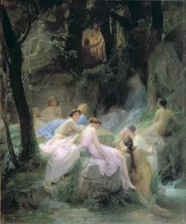 Nymphen lauschen den Liedern des Orpheus